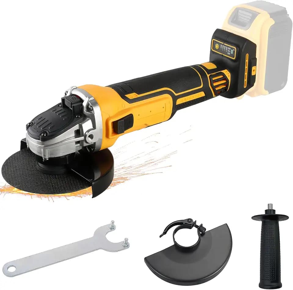 Akku-Winkelschleifer, kompatibel mit Dewalt 18 V 20 V Akku – 125 mm leistungsstarkes Schleifwerkzeug mit 3 Geschwindigkeitsstufen, bürstenloser Motor mit 10000 U/min, verstellbarer Schutz zum