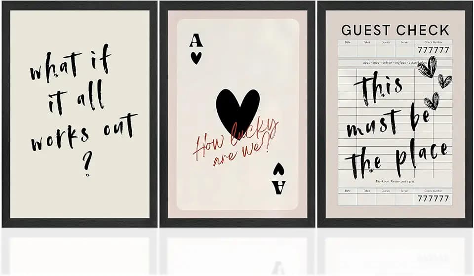 Trendy Black and White Y2k Canvas Wall Art What If All Works Out Prints Preppy Retro Funky Aesthetic Room Decor How Lucky Are We Playing Card Poster Coquette Apartment Dormitory Decor 12''x16''
