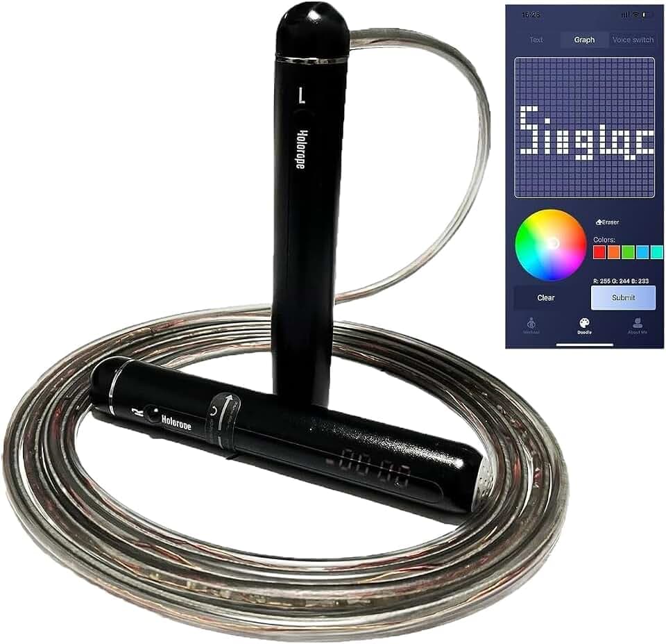 Holographic Jump Rope-Smart Jump Rope-LED inside of rope-See your edited text in MID-AIR-APP (L)