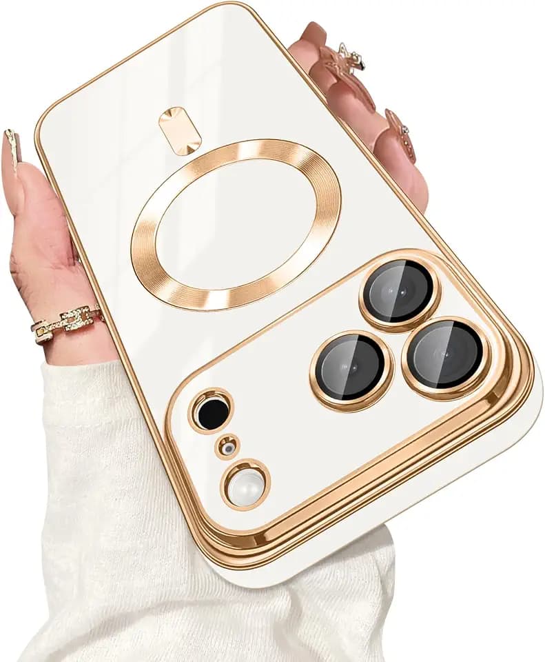 Dinick Magnetic for iPhone 17 Pro Max Case with Camera Len Protector, White