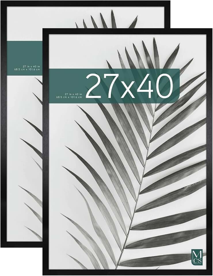 MCS Studio Gallery Kinoposterrahmen 68,6 x 101,6 cm, Schwarze Holzoptik, MDF-Holz, Vertikale und horizontale Wandaufhängung, Großer Bilderrahmen für Filmplakate und Kunstdrucke (2er-Pack)
