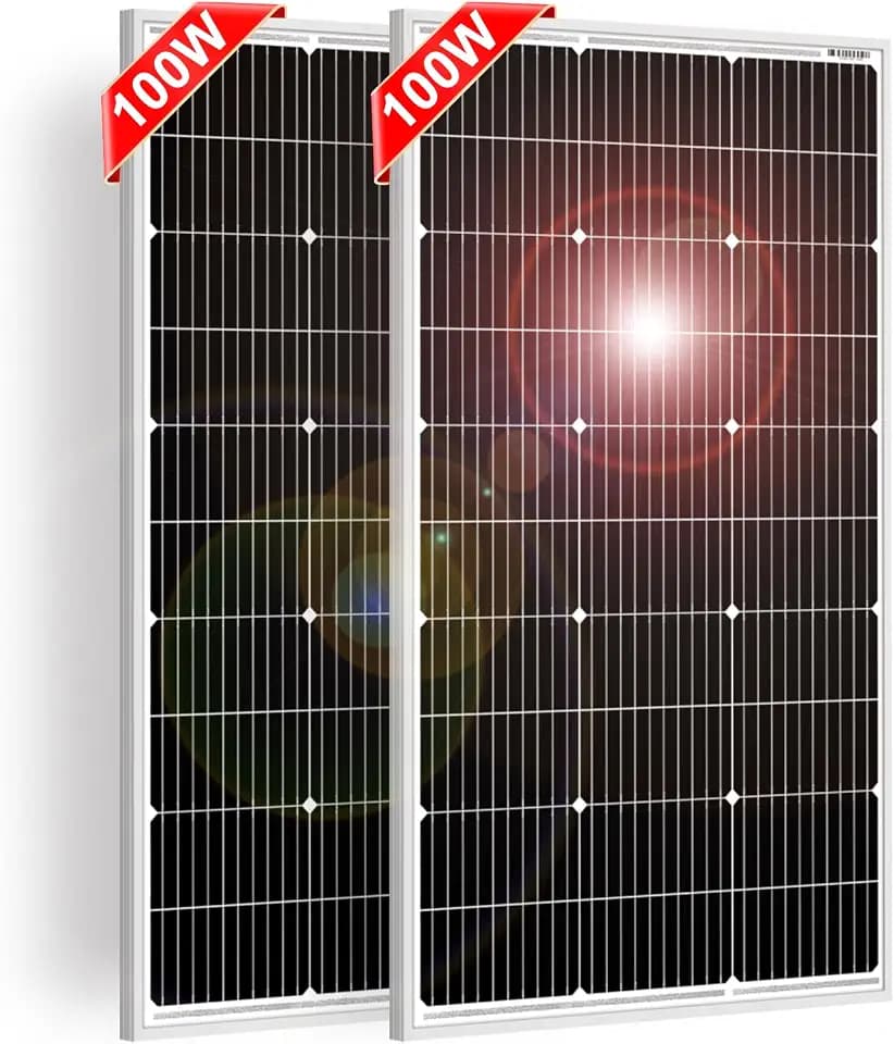 DOKIO 200W Solar Panels, 2-Pack of 100W, 18V, Aluminum Frame, MC4