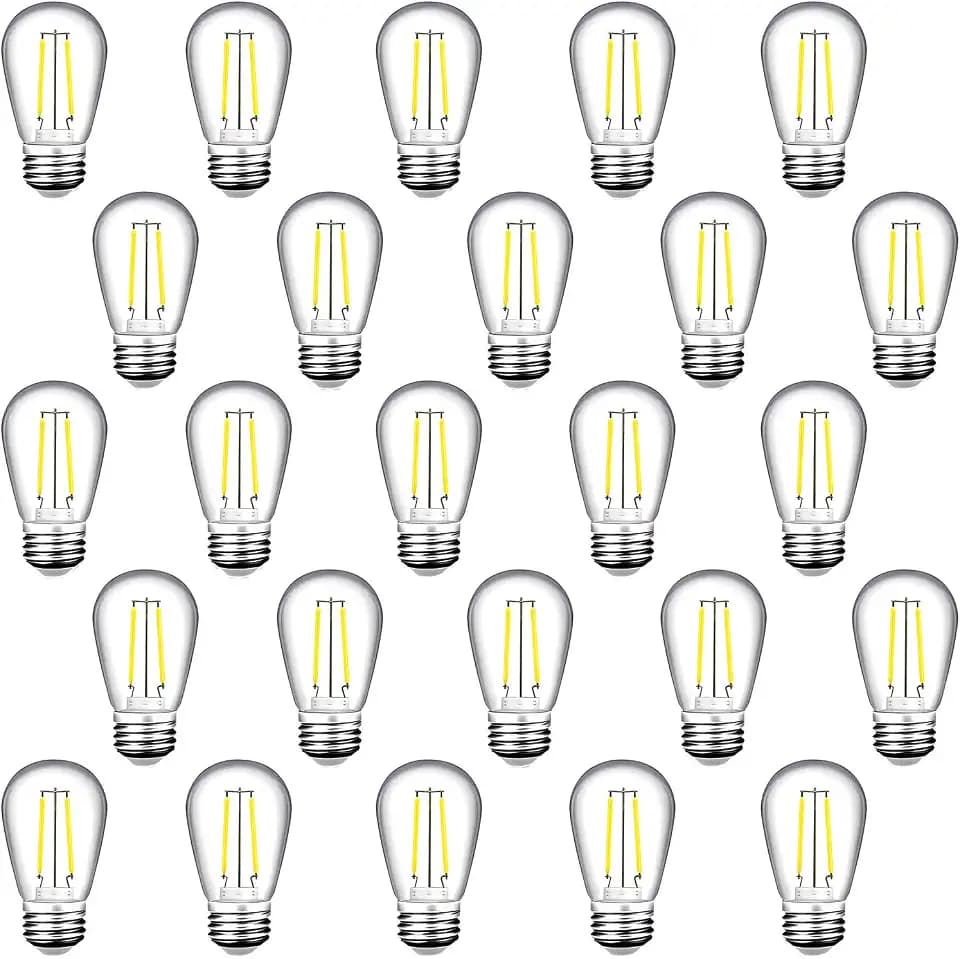 25 Pack 5000K S14 LED Outdoor String Light Bulbs Replacement, 2 Watt White