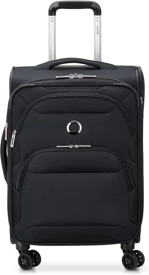 DELSEY PARIS Sky Max 2.0 Softside Expandable Luggage with Spinner Wheels, Black, Carry-on 21 Inch