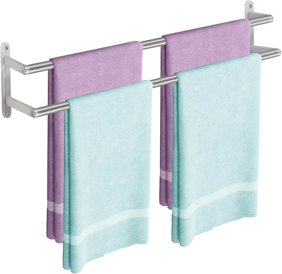 Doppelter Handtuchhalter zur Wandmontage, 80 cm Badezimmer-Handtuchhalter, Handtuchhalter aus Edelstahl, Handtuchhalter für Badezimmer, Dusche, Küche, gebürstetes Nickel