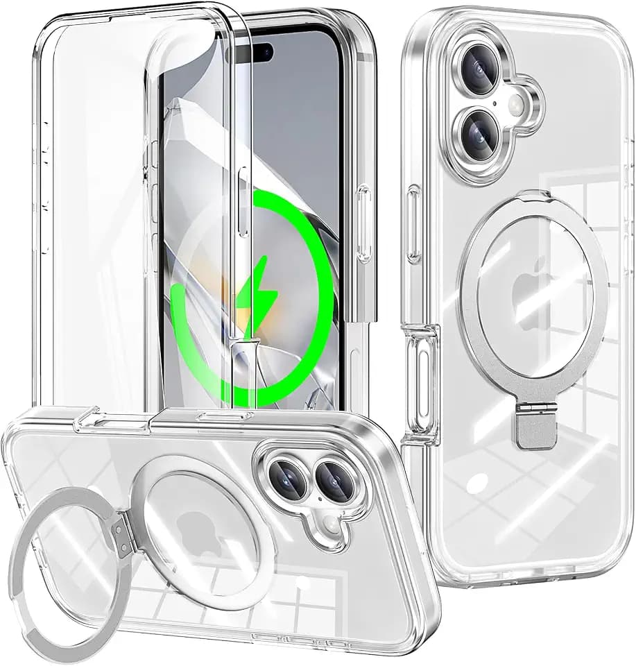 for iPhone 17 Stand Case with Screen Protector -Clear