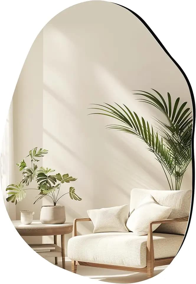 CULER Irregular Bathroom Wall Mirror,22 x 30 Inch Asymmetrical Frameless Vanity Modern Tempered Glass Mirror for Bedroom,Living Room,Entryway