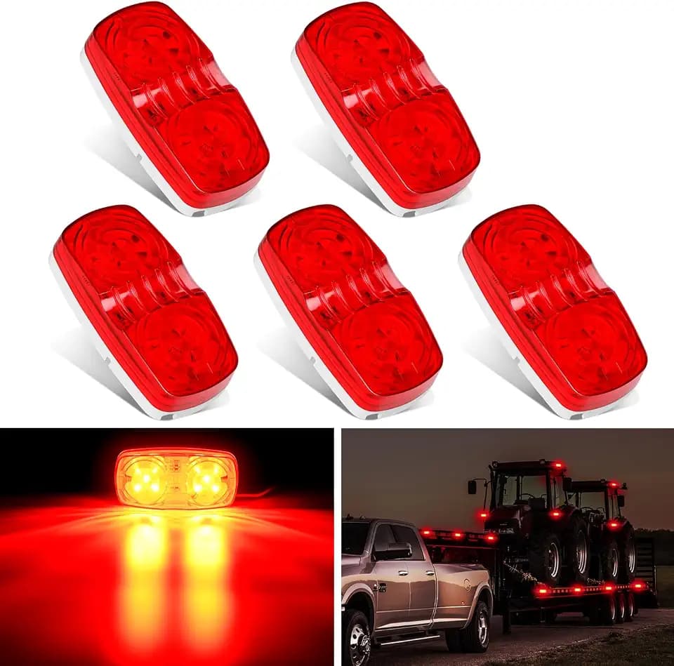 Nilight Double Bullseye Marker Light 5PCS Red 10LED Rectangular
