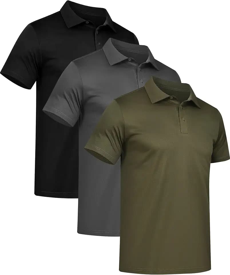 3 Pack Men's Mesh Polo Shirts Short Sleeve UPF50+ Golf Shirts