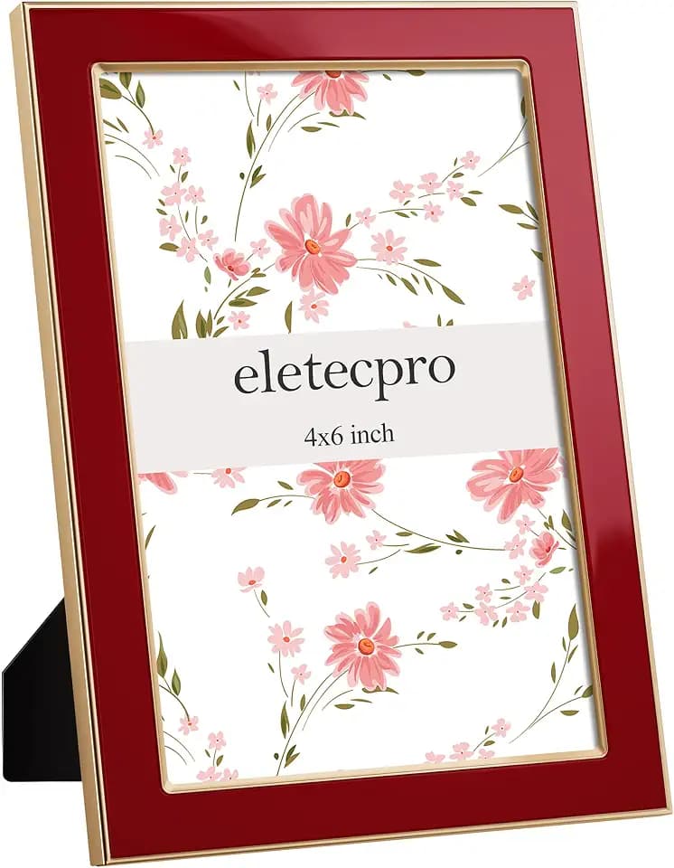 eletecpro 4x6 Enamel Picture Frame with Real Glass Cover, Red, 1-Pack