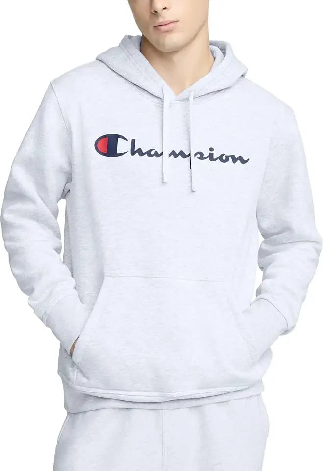 Champion Men's Pullover Graphic Fleece Hoodie, Standard Fit, Midweight Fleece, Classic Script Logo