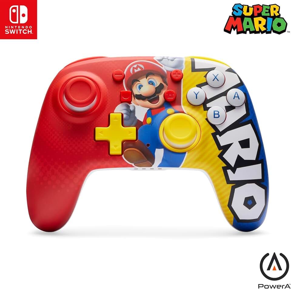 PowerA Nano Enhanced Wireless Controller for Nintendo Switch, Switch Lite & OLED Model, Rechargeable Bluetooth Gamepad with up to 20 Hours of Play Time, Official: Mario Victory