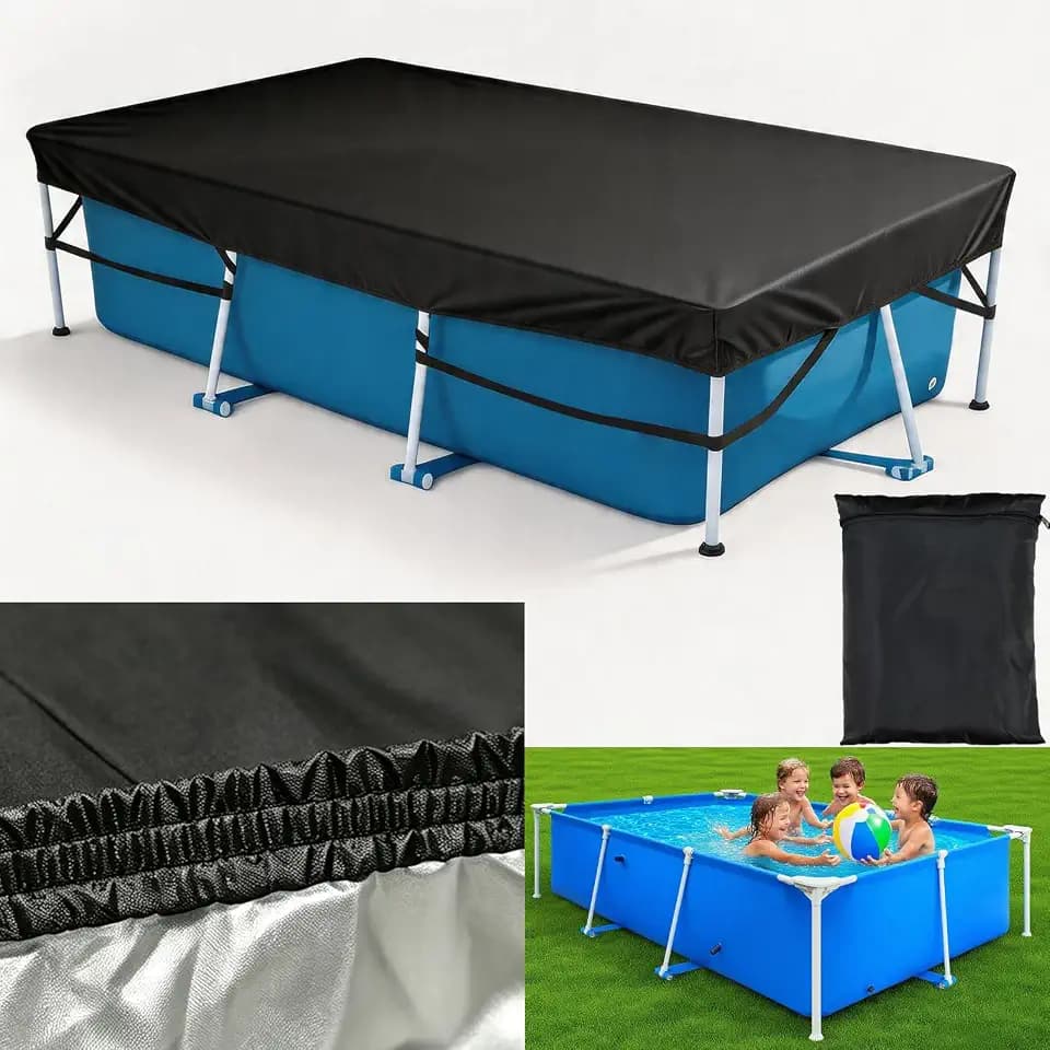 102in x 67in Rectangle Pool Cover for Above Ground Pool, Heavy-Duty Waterproof Dustproof Solar Cover, Made of 210D Heavy-Duty Waterproof Oxford Fabric, with Strong Tear Resistant and Fade Resistant