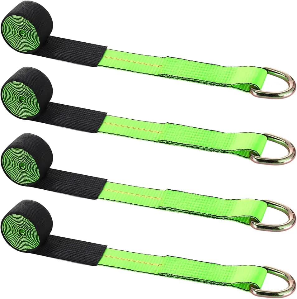 8 Pack Lasso Tow Truck Straps with D Ring 11, 000 Lbs Break Strength D Ring Auto Tie Down Wheel Lift Trailer Strap for Hauling Utv SUV Wrecker Rollback (2inch*8ft)