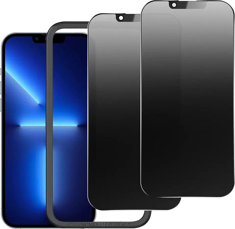 2 Pack Matte Privacy Screen Protector for iPhone 13 Pro Max/14 Plus 6.7",Anti-Glare Anti-Spy Scratch Resistant Tempered Glass Film,Smooth Responsive Touch Anti-Scratch Glass，Easy to Install