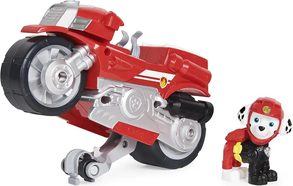 Paw Patrol, Moto Pups Marshall’s Deluxe Pull Back Motorcycle Vehicle with Wheelie Feature and Toy Figure