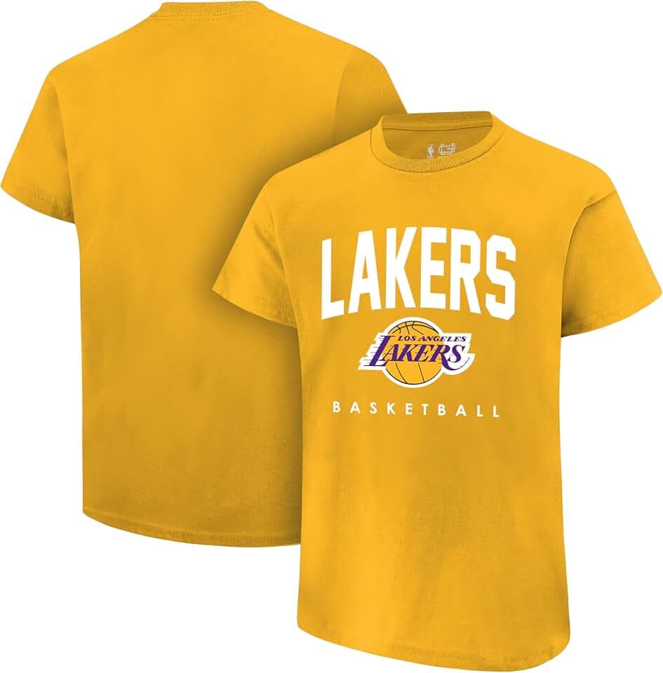 Ultra Game Boys' Arched Plexi Short Sleeve T-Shirt,Los Angeles Lakers,Team Color,14-16