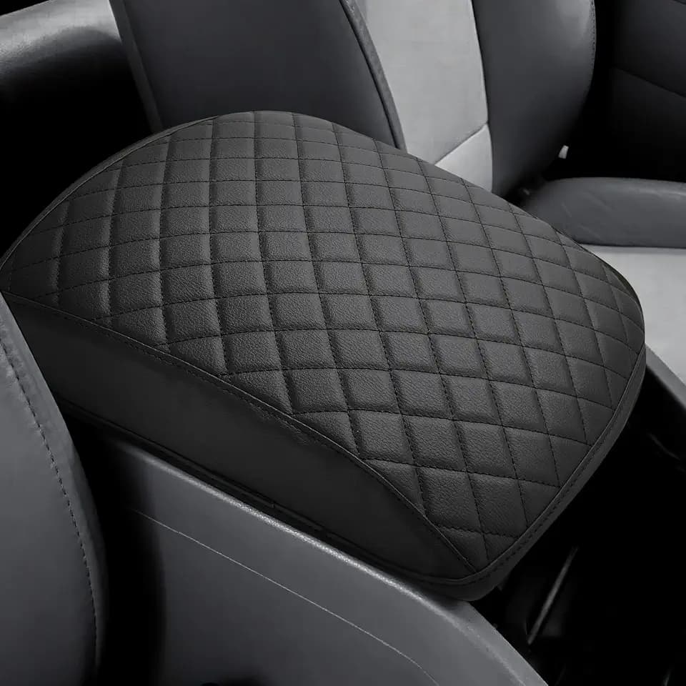 JOYTUTUS Center Console Cover Compatible with 2009-2015 Pilot, Leather Arm Rest Armrest Cover for Car, Middle Console Cover Lid Replacement for Trucks, Easy to Install, Black