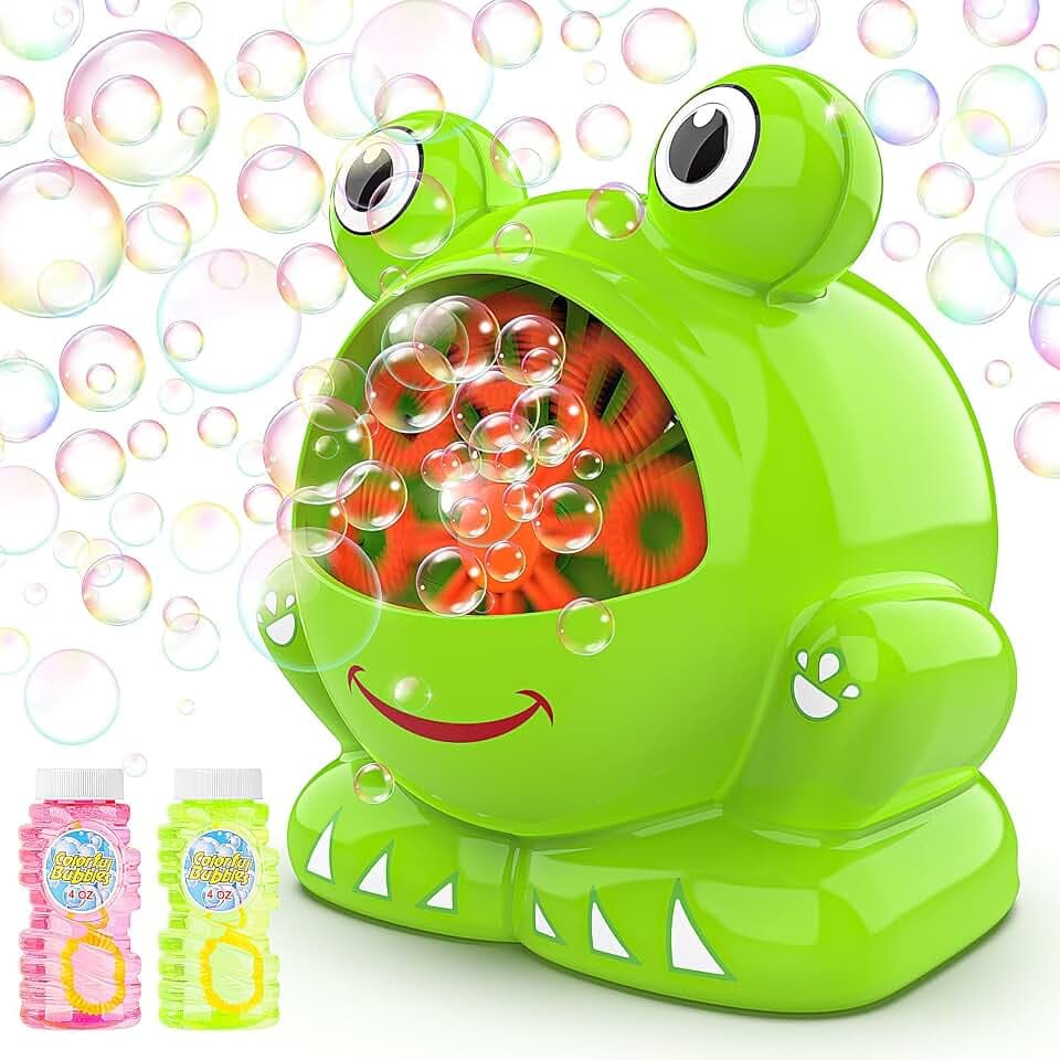 Mieryd Seifenblasenmaschine, Automatische Seifenblasen Elektrisch Kinder | 3000+ Blasen/Min mit 2 Seifenblasen Flüssigkeit Bubble Machine Spielzeug Indoor Outdoor Geschenk Geburtstag/Party/Hochzeit