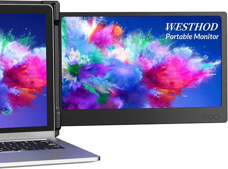 WESTHOD 13.5" Portable Monitor Laptop Screen Extender, Dual Screen Laptop with Stand & Type-C/HDMI, Plug-Play Laptop Monitor for Switch/PS5 Compatible with 13-16 inch Frame Laptop