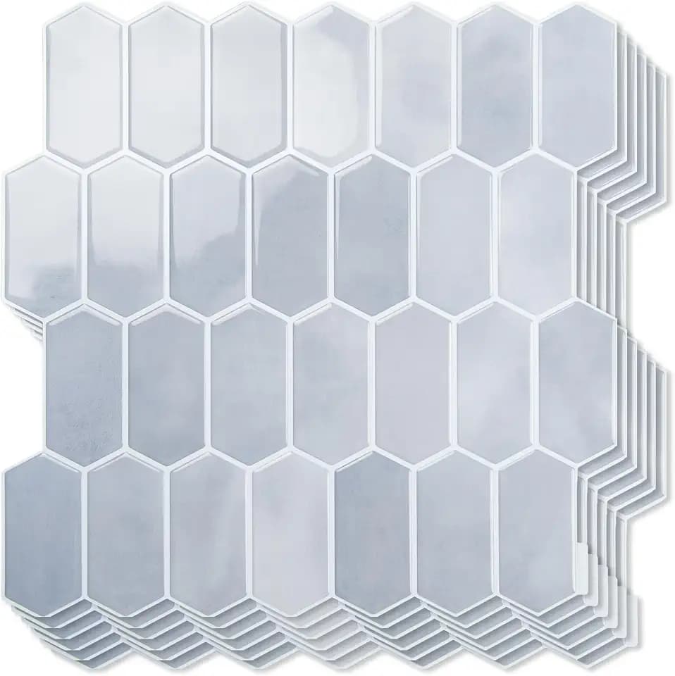 Art3d Hexagon Peel and Stick Backsplash, 10-Pack, 12 x 12 Inch, Light Blue