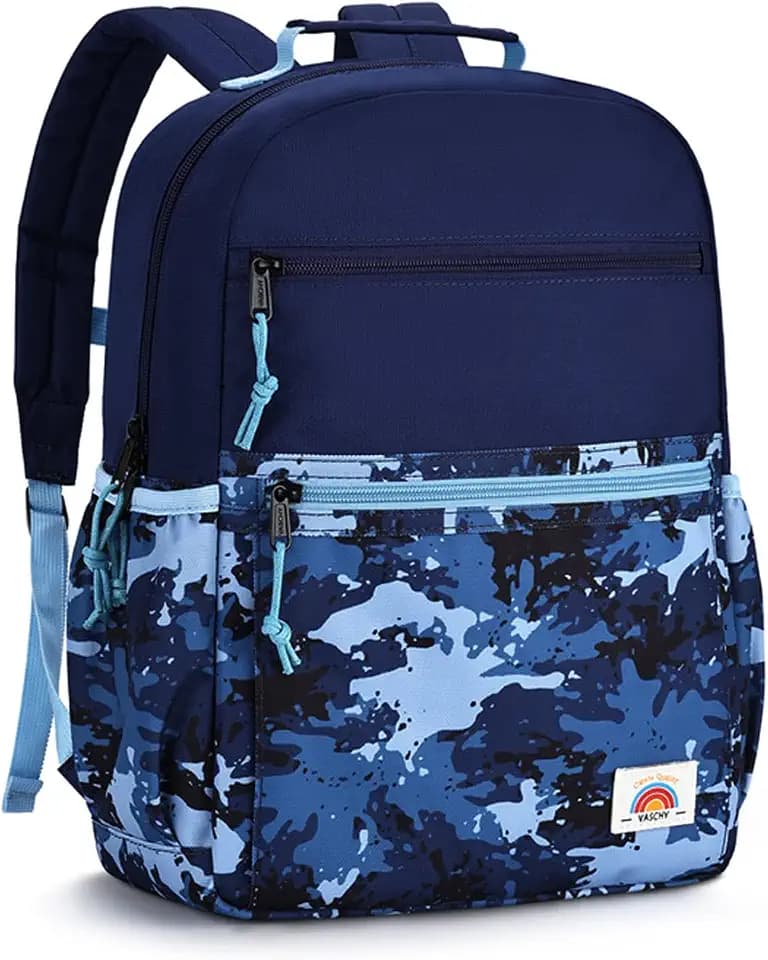 VASCHY Toddler Kids Backpack for 3‑6 Years, Lightweight Color‑Block Small Boys Backpack for Preschool/Kindergarten/Daycare/Travel, Navy Camo