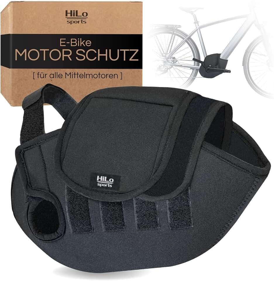 HiLo sports E-Bike Motor Schutzhülle - [Für alle Mittelmotoren] - Passend für Bosch, Shimano, Brose, Yamaha - Fahrrad Transportschutz bei Regen, Spritzwasser & Schmutz -Neopren Fahrradschutz (Neopren)