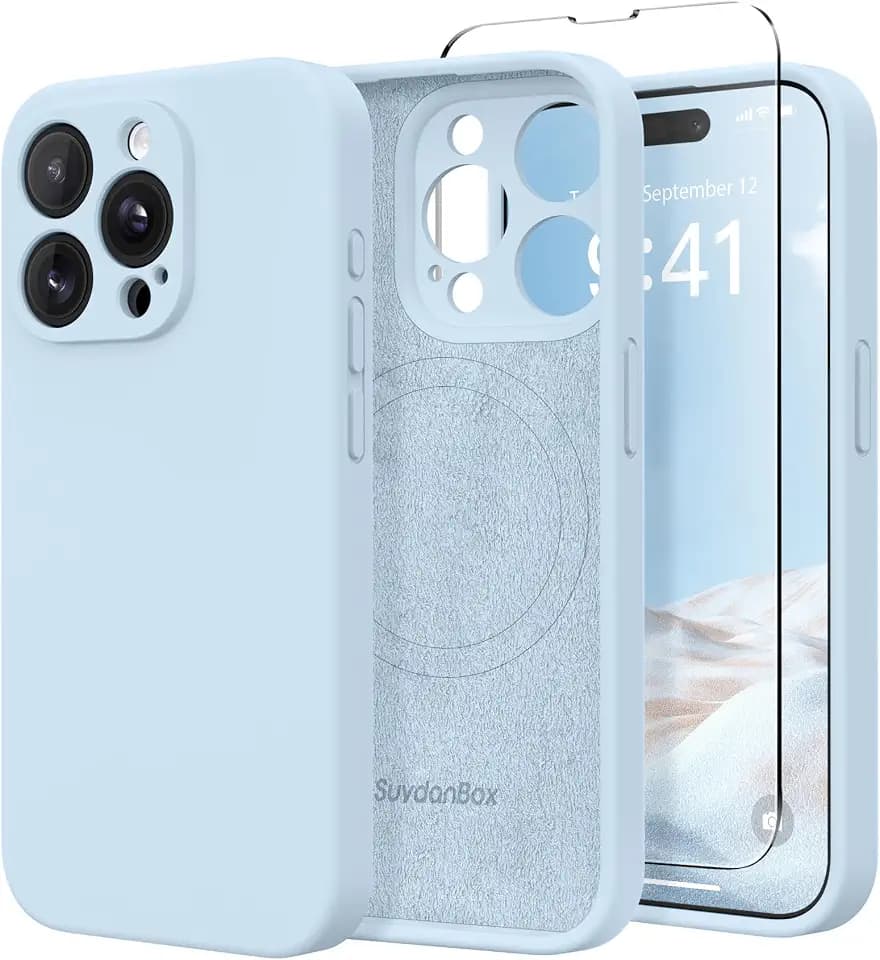 Magnetic for iPhone 13 Pro Max Case Silicone Light Blue