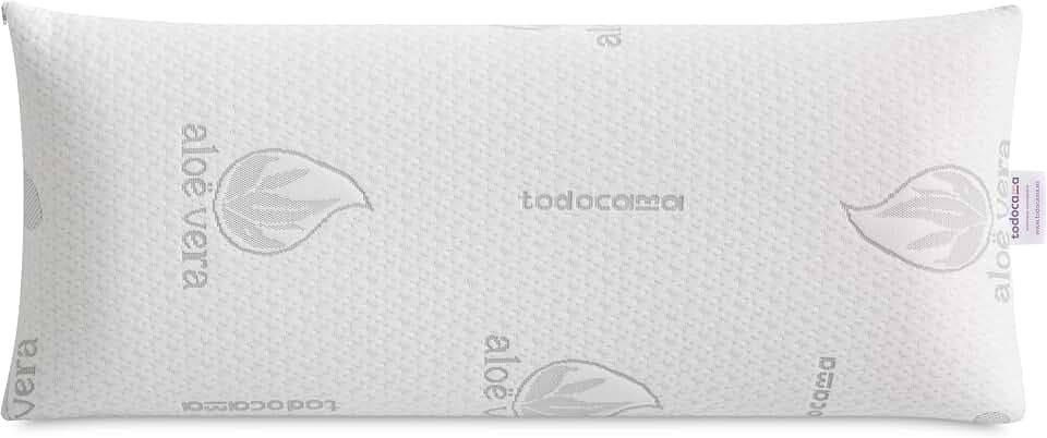 Todocama viskoelastisches Aloe-Vera-Kissen, kompakter viskoelastischer Kern für Halswirbel und Hals, mittelhohe bis hohe Festigkeit, doppelter Reißverschlussbezug (90 cm).