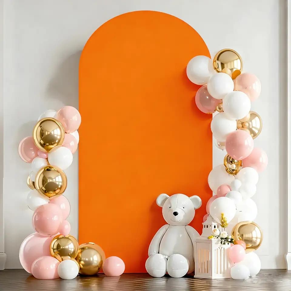 6ft Orange Arch Covers Wrinkle-Free Spandex Arch Backdrop Stand Covers