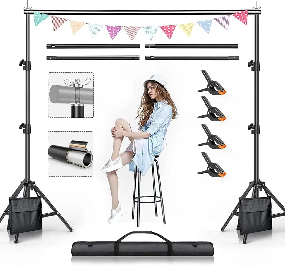 Backdrop Stand, 7.5x10 FT Adjustable Photography Background Stand Kit for Parties Photo Video Wedding
