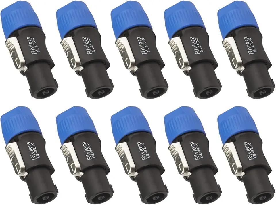 RIVIERA 10 Pack Professional 4-Pole Speakon Connector，NL4 Connector