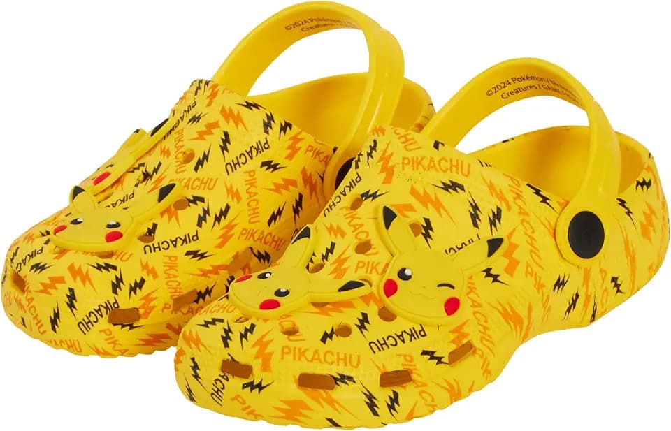 Pokémon Pikachu Clogs mit Charms, Kinder Sandalen, Jungen und Mädchen, Sommer Slipper mit Knöchelriemen, Urlaubsstrand Schuhe