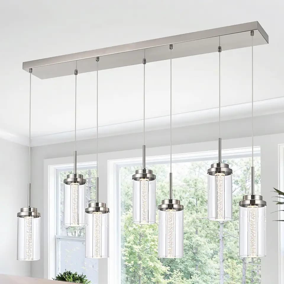 MELUCEE 43.3" Linear Chandelier for Dining Room Modern Led Pendant Lights