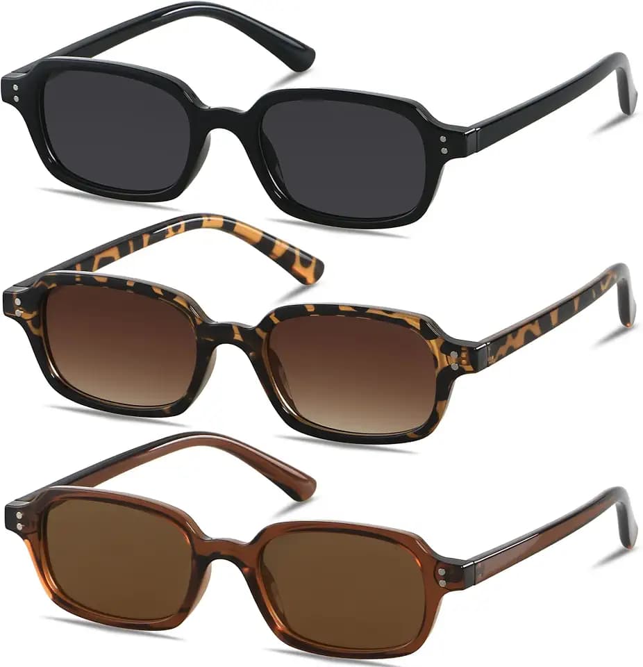 Retro Rectangle Sunglasses Womens Mens Trendy Small Square Cute Sun Glasses