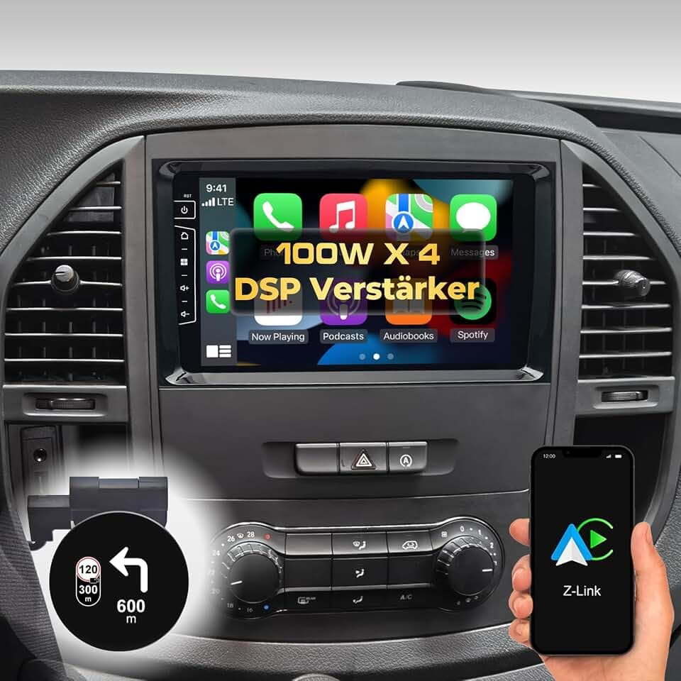 DYNAVIN Android Autoradio Navi für Mercedes Sprinter Vito Viano A Klasse: 9 Zoll OEM Radio mit Wireless Carplay und Android Auto | Head-up Display | Inkl. DAB+; D9-DF427 Premium Flex