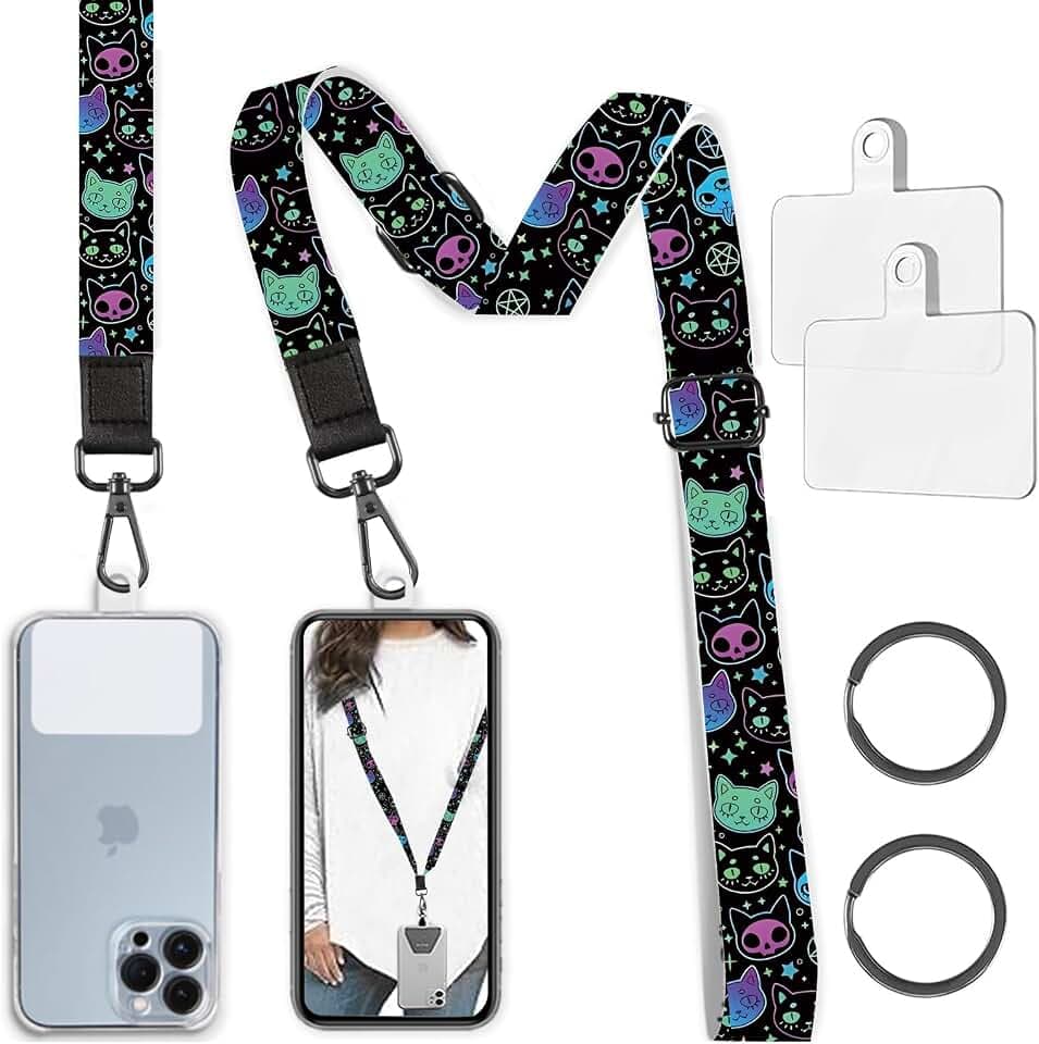 Phone Lanyard Crossbody Phone Strap, Funny Cat Cell Phone Lanyard for Around The Neck Shoulder Wristlet Strap