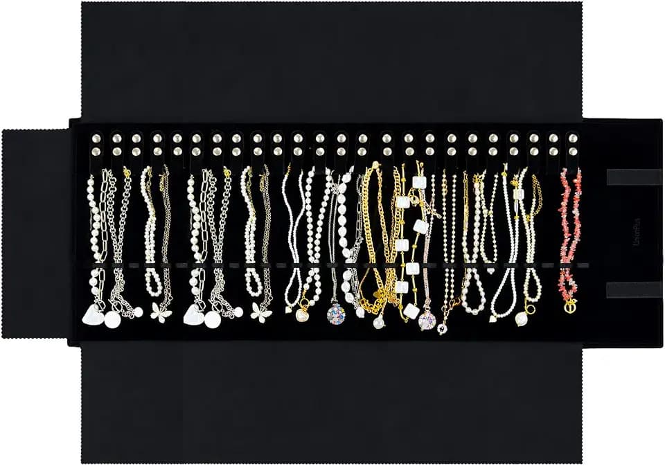 UnionPlus Travel Necklaces Roll Organizer Anti-Tangle Large Black