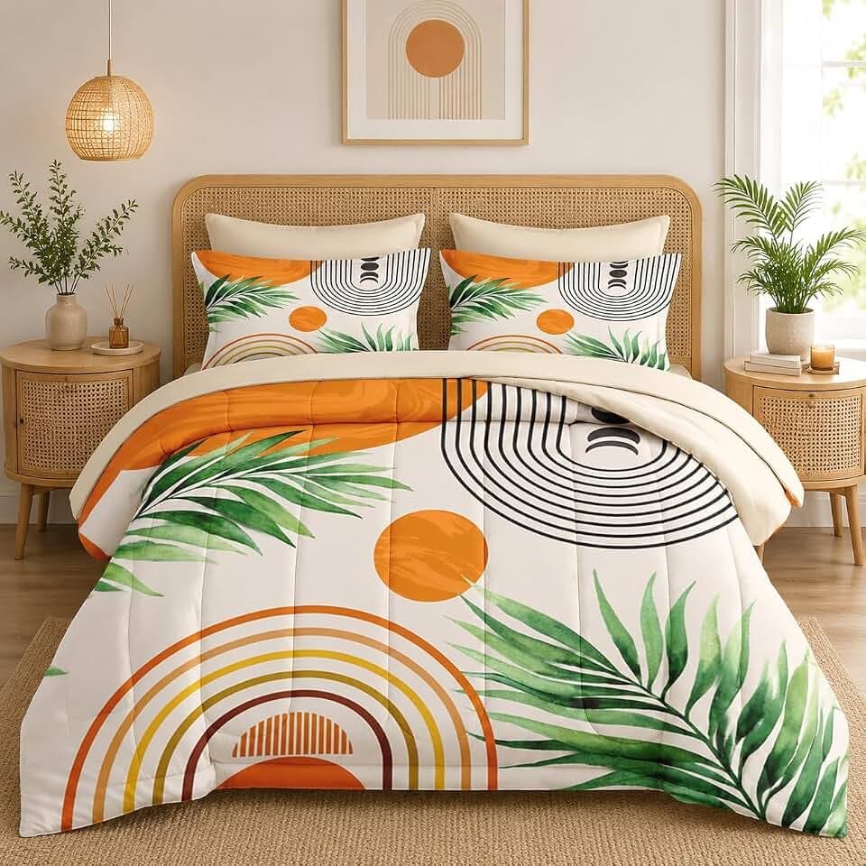 WeCozy King Comforter Set with Sheets, 7 Pieces Contemporary Mid Bedding