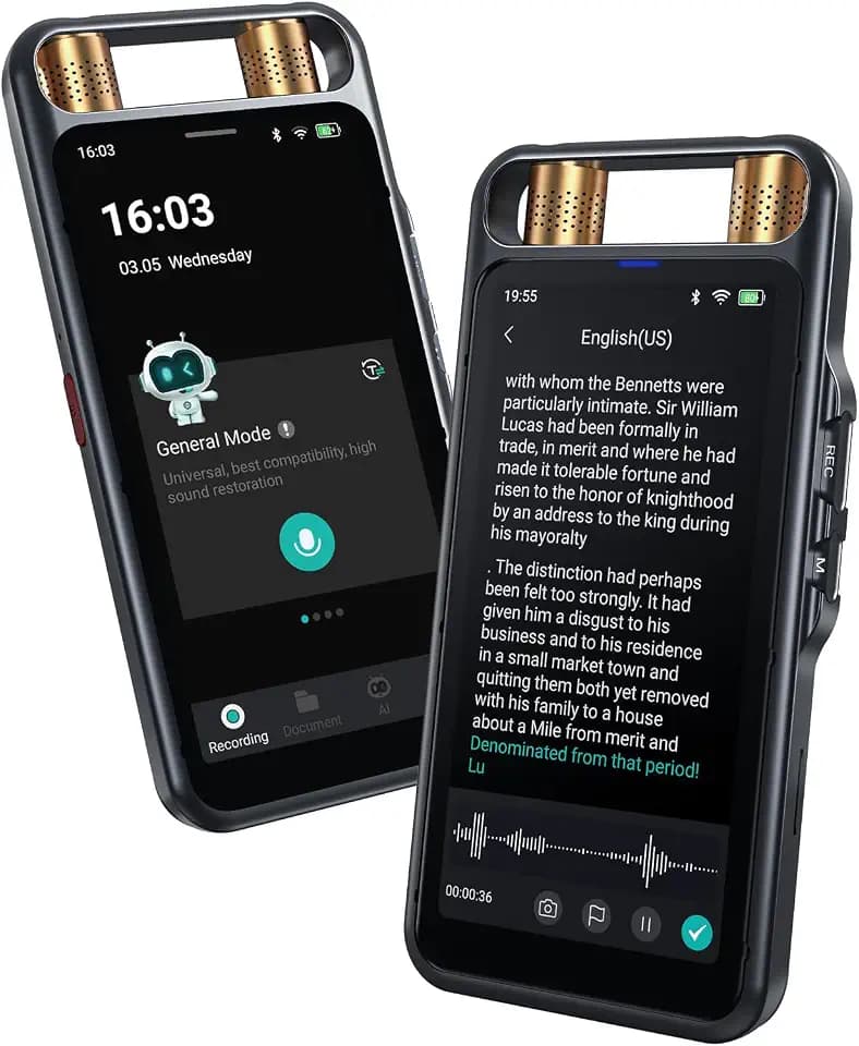 AI Voice Recorder with Playback, Digital Voice Recorder with Transcription to Text, Summary, Translation, Full Touchscreen Recorder Device for Meetings, Lectures, Interviews with 80GB Memory