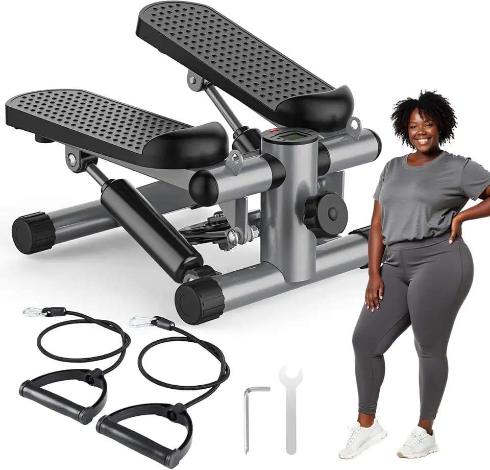 OLIXIS Stepper Machine with Resistance Bands - Mini Stair Stepper for Home Exercise, Portable Weight Loss & Full Body Workout Equipment