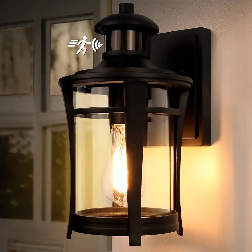 Lamomo Außenlampe mit Bewegungsmelder, Black Wasserdichtes Lampe