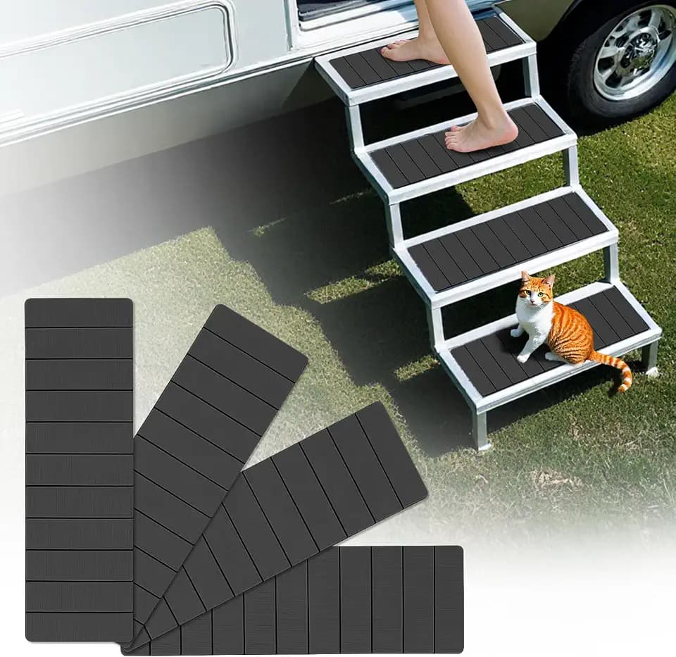 RV Step Covers 4 Pack, Non Slip rv Stair Covers, 24 x 7.5 inches, Dark Gray