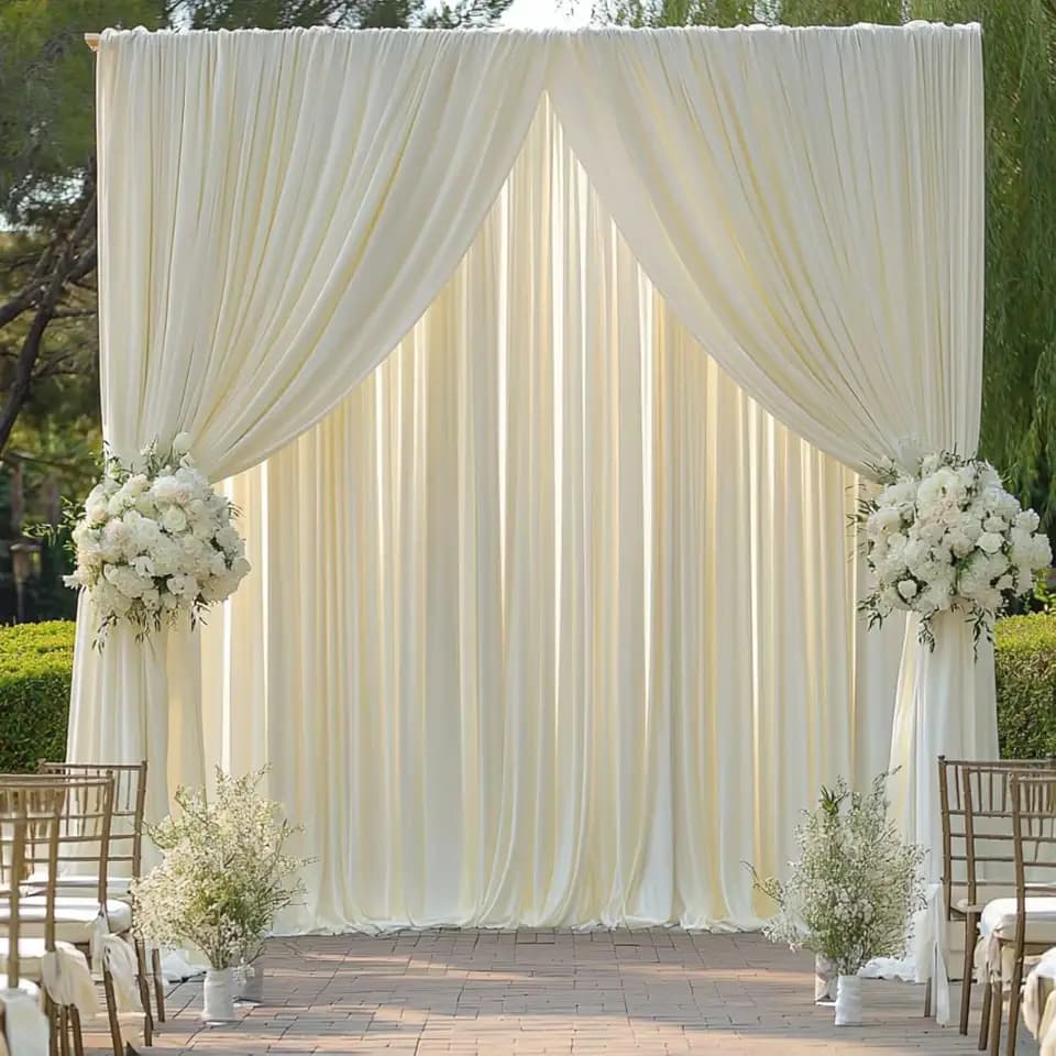 10FTx12FT Ivory Backdrop Curtains for Weddings, Birthdays and Photography