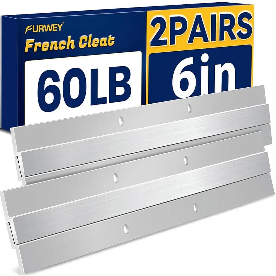 FURWEY Aluminum French Cleat with Screws, 6 Inch-2 Pairs, Support 60 lbs