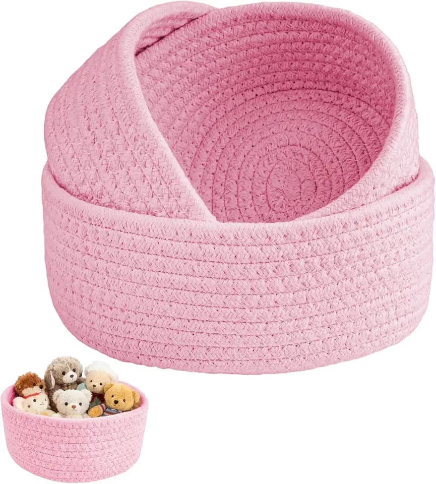 3 Stück Aufbewahrungskorb Geflochten Rosa Körbe Aufbewahrung