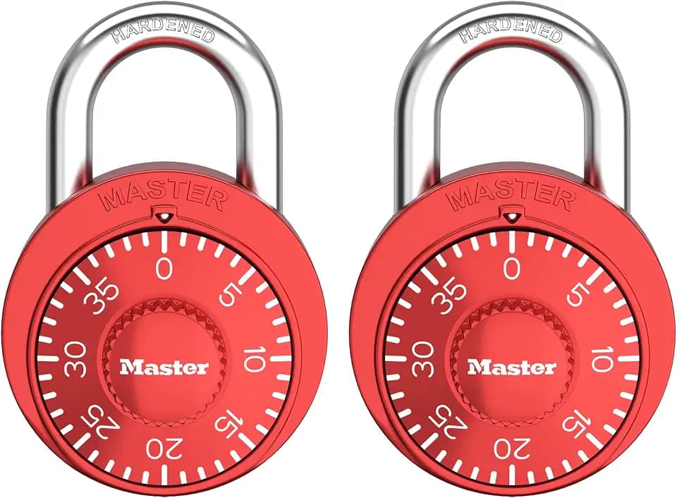Master Lock Combination Padlock, Gym Locker Lock, Red, 2-Pack, 1530REDEC2
