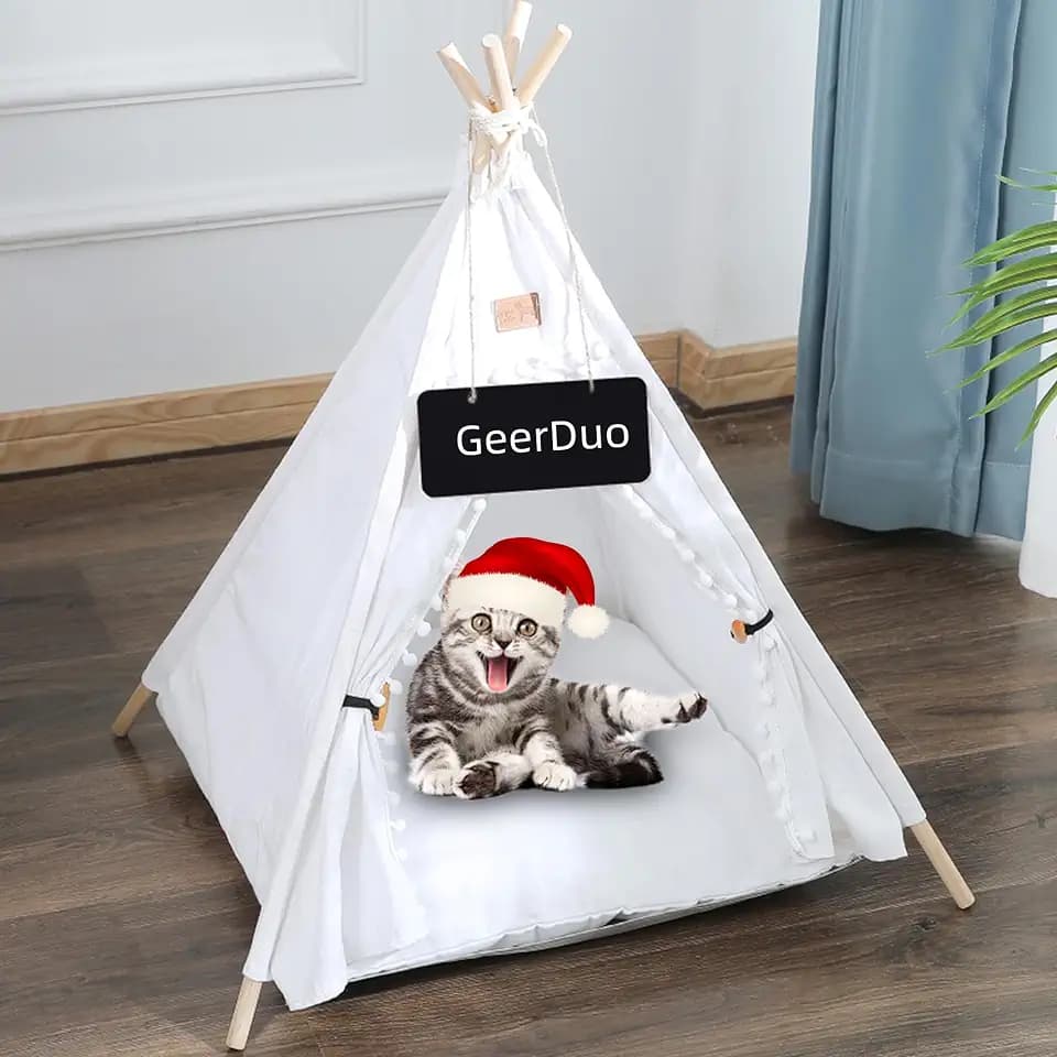 Tipi für Hunde und Katzen, tragbar, für Hunde und Katzen, Weiß