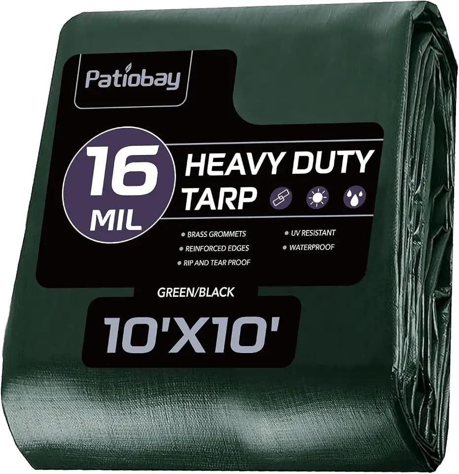 Tarp 10x10 FT 16 Mil Heavy Duty Waterproof Tarps Green