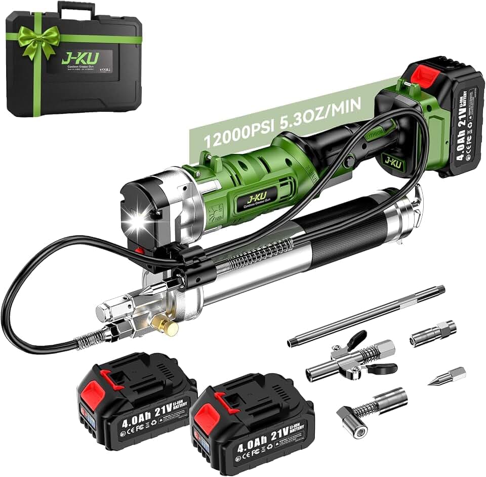 Electric Grease Gun Kit, 12000 PSI, 2-in-1, 2 x 4.0Ah Batteries Cordless